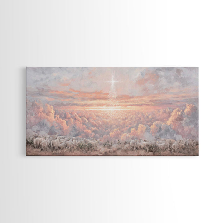Shepherds Of Dawn - Framed Canvas Print - Christian Art Print - Christmas Wall Art - Modern Christmas Art - Christian Gift Ideas