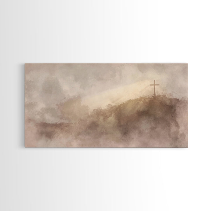 Hilltop Grace – Framed Canvas Print – Christian Wall Art – Christian Art Canvas – Christian Painting – Christian Decor – Christmas Art