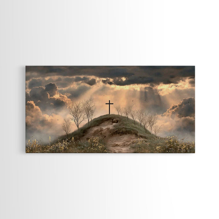 Crosslight Summit | Framed Canvas Print | Christian Wall Art | Moody Christian Art | Christian Art Canvas | Christian Decor For Home | Chri