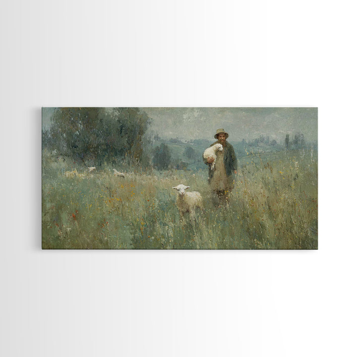 Fields Of Peace | Framed Canvas Print | Christian Art Canvas | Christian Wall Art | Pastoral Christian Art | Christian Painting | Christian