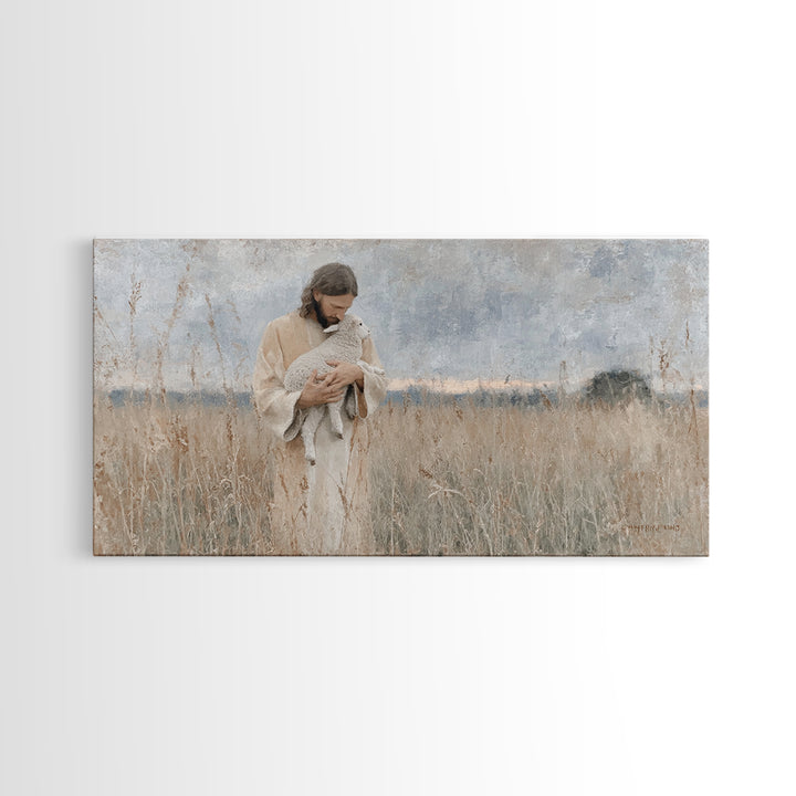 Field Of Compassion - Framed Canvas Print - Christian Art Canvas - Jesus Painting - Minimalist Christian Art - Christian Gift Ideas