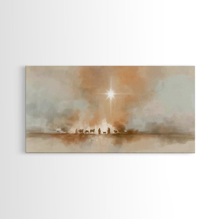 Desert Star Path - Framed Canvas Print - Christian Christmas Art - Vintage Christmas Art - Christmas Canvas Wall Art - Christian Art Print