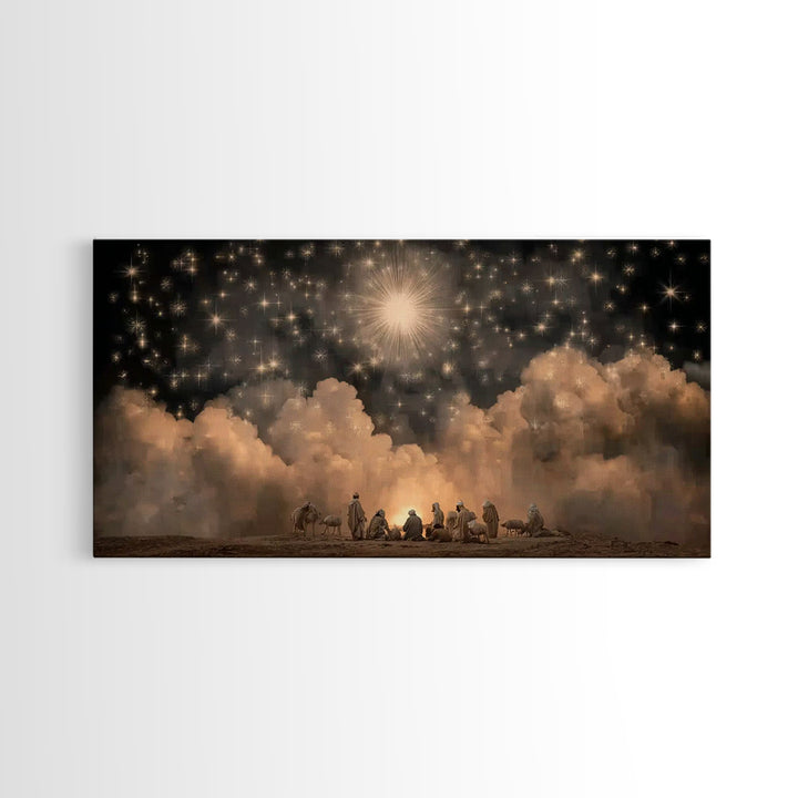 Radiant Heavens - Framed Canvas Print - Christmas Art Framed - Christian Christmas Art - Modern Christian Art - Christian Decorations