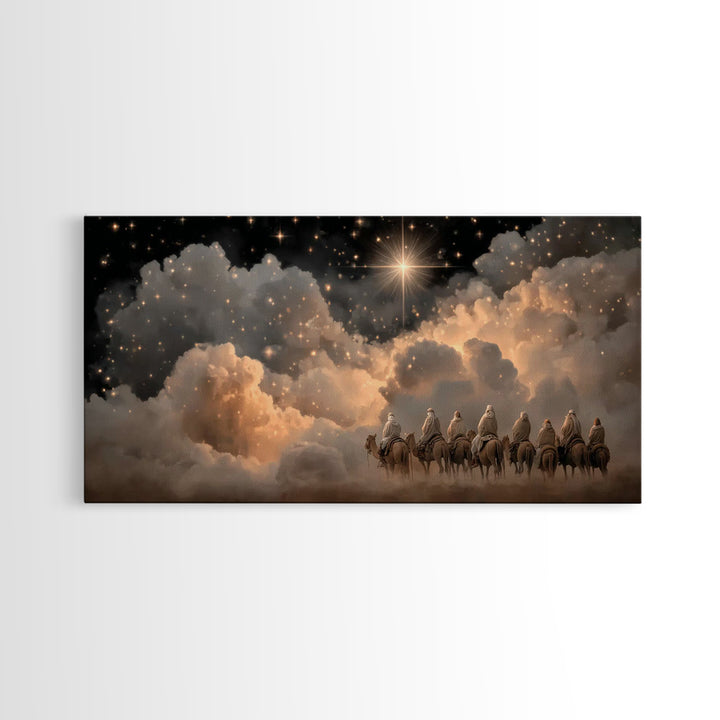 Star Of The East - Framed Canvas Print - Christmas Canvas Wall Art - Christian Christmas Art - Christian Art Canvas - Moody Christmas Art