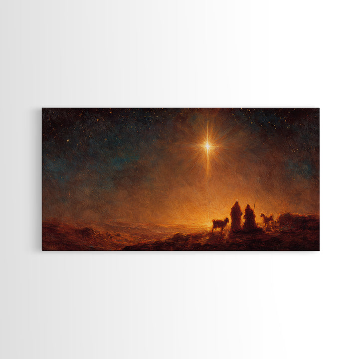 The Guiding Star – Framed Canvas Print – Christian Wall Art – Christian Art Canvas – Christmas Art – Jesus Painting – Christian Christmas A