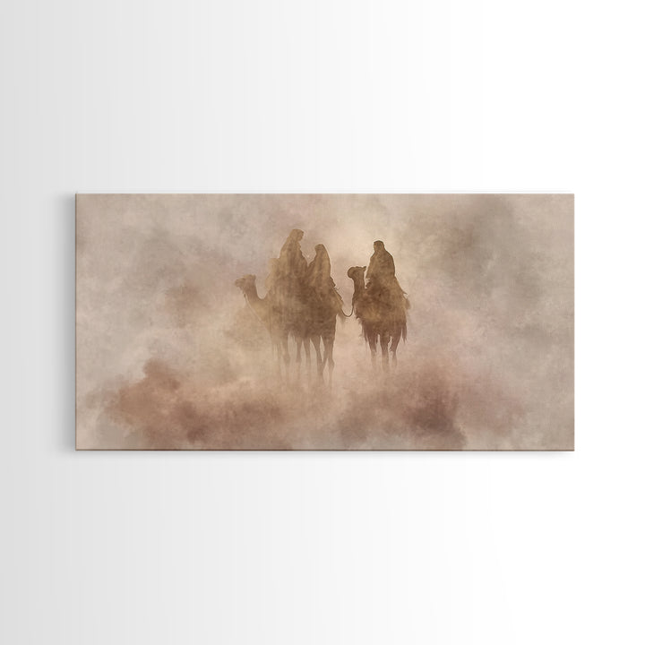 Desert Pilgrims – Framed Canvas Print – Christian Art Canvas – Christian Christmas Art – Moody Christian Art – Christmas Wall Art – Modern