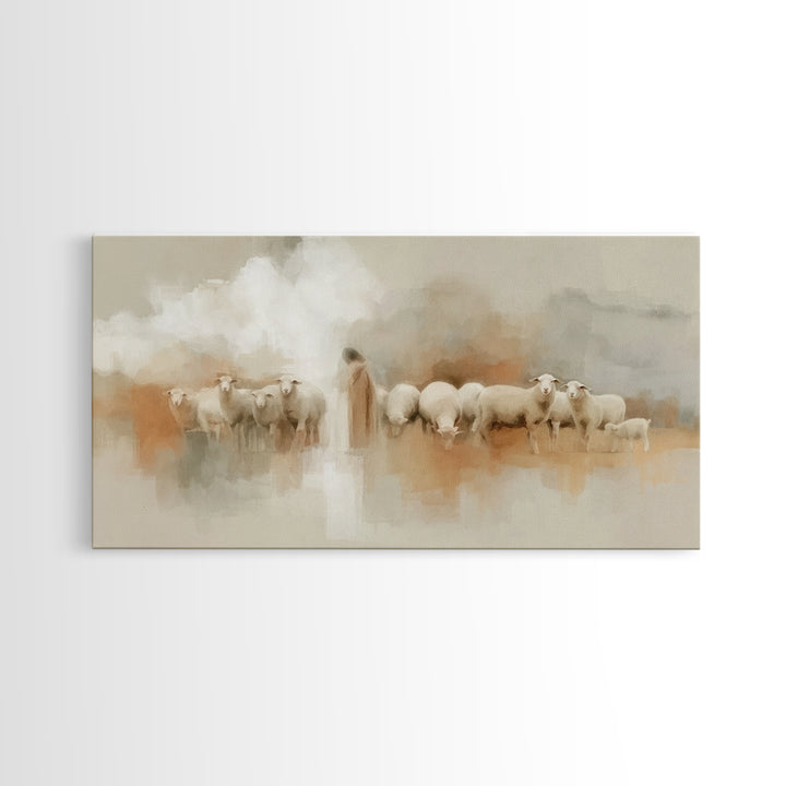 Gentle Shepherd Watch - Framed Canvas Print - Christian Art Work - Christian Art Canvas - Christmas Art Framed - Christian Decorations