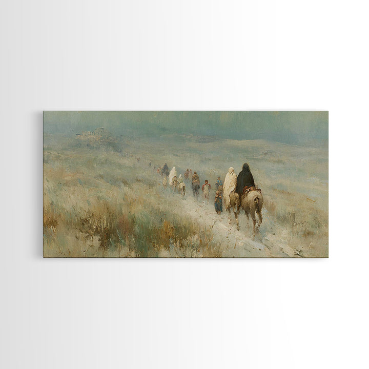 Desert Caravan, Framed Canvas Print, Christian Art Canvas, Christian Wall Art, Christian Christmas Art, Christmas Canvas Wall Art, Xmas