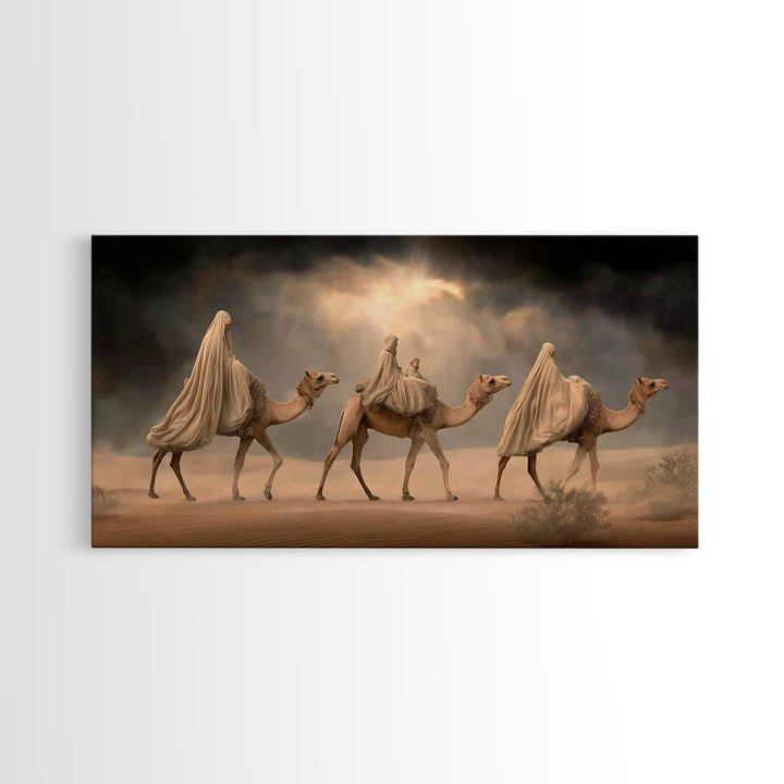 Camel Procession, Framed Canvas Print, Christian Art Canvas, Christian Wall Art, Christmas Art, Christian Christmas Decor, Jesus Painting