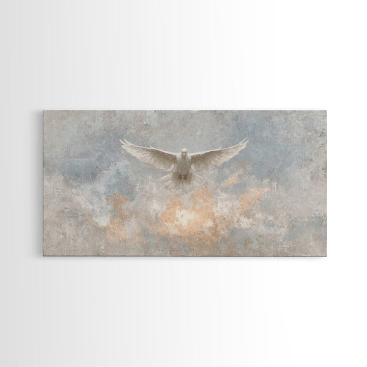 Heavenly Dove, Framed Canvas Print, Christian Wall Art, Christian Art Print, Christian Decor, Jesus Painting, Christmas Art