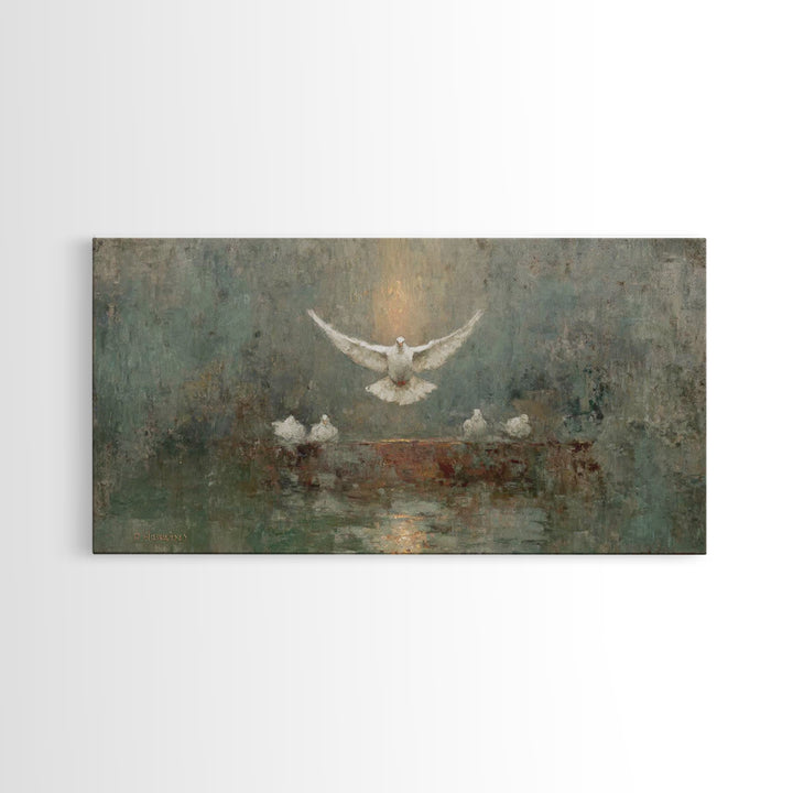 Dove Of Glory, Framed Canvas Print, Christian Art Canvas, Christian Wall Art, Christian Painting, Christmas Art, Christian Decor