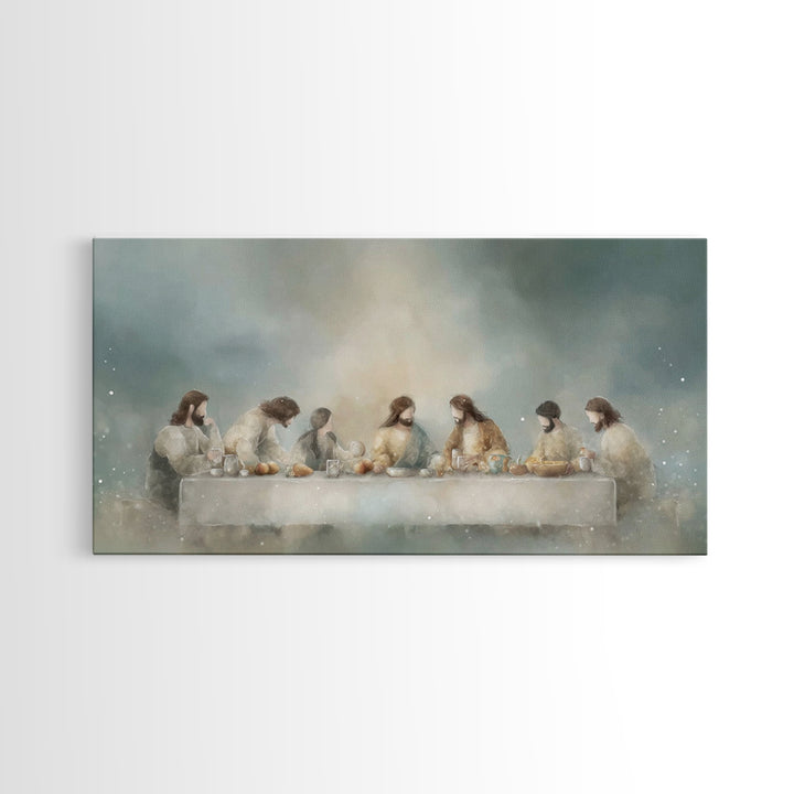 Sacred Supper Light, Framed Canvas Print, Christian Art Canvas, Christian Wall Art, Modern Christian Art, Jesus Painting, Christmas Art Pri