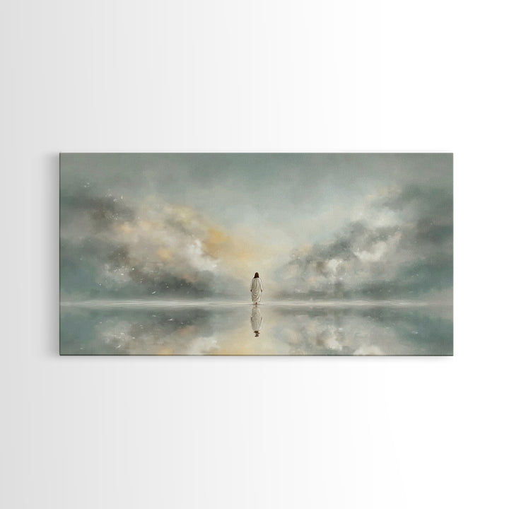 Light Upon Still Waters - Framed Canvas Print - Modern Christian Art - Christian Art Canvas - Christian Decor For Home - Jesus Art Print