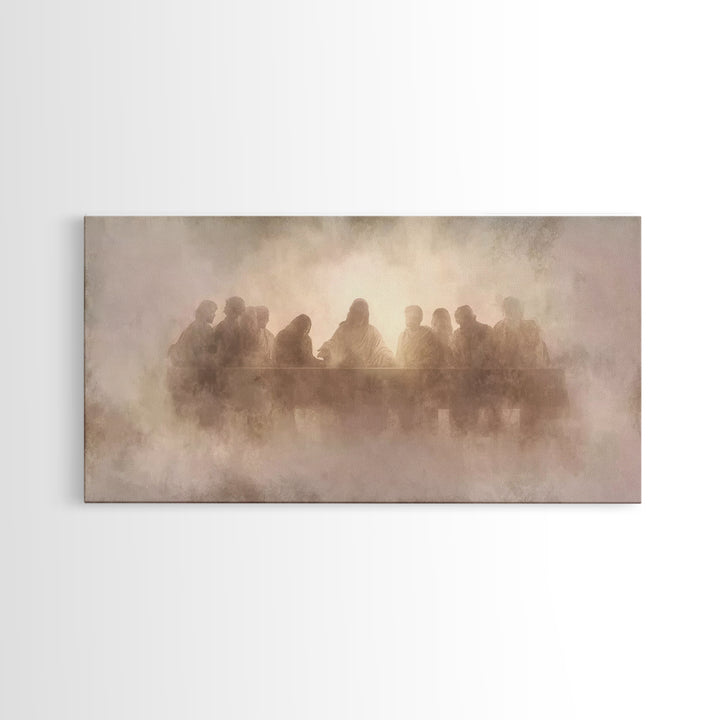 Heavenly Communion Mist, Framed Canvas Print, Christian Art Canvas, Jesus Painting, Christian Wall Art, Christmas Art, Christian Decor