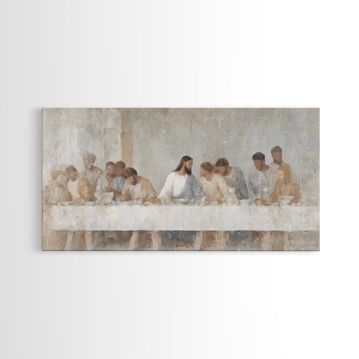 Graceful Table Gathering – Framed Canvas Print – Christian Painting – Jesus Art Print – Christian Wall Art – Christmas Art – Christian Deco