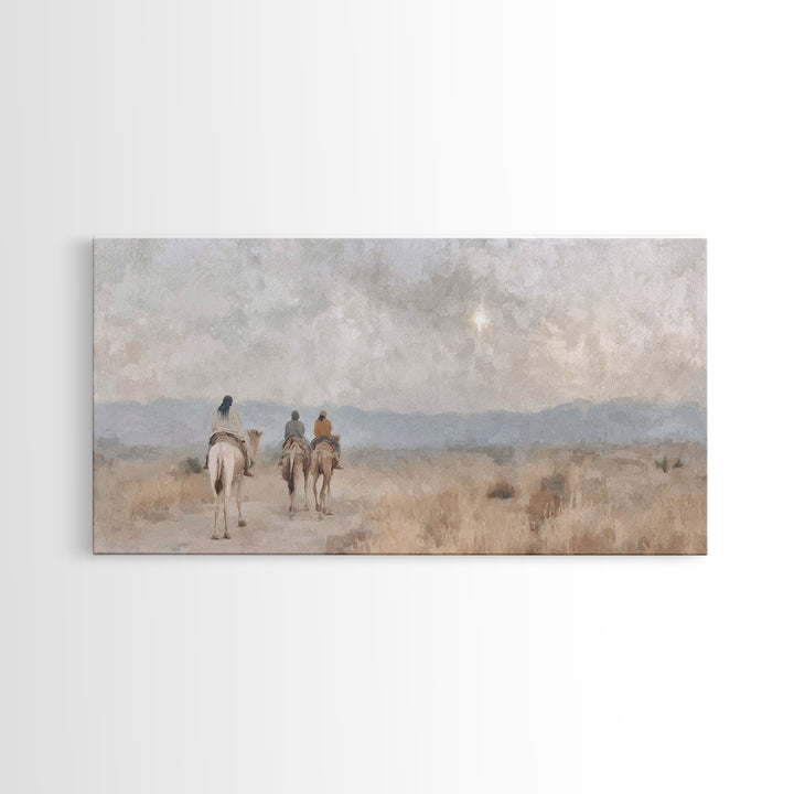 Starbound Pilgrimage, Framed Canvas Print, Christian Art Canvas, Christian Wall Art, Christian Christmas Art, Christmas Art, Christian Deco