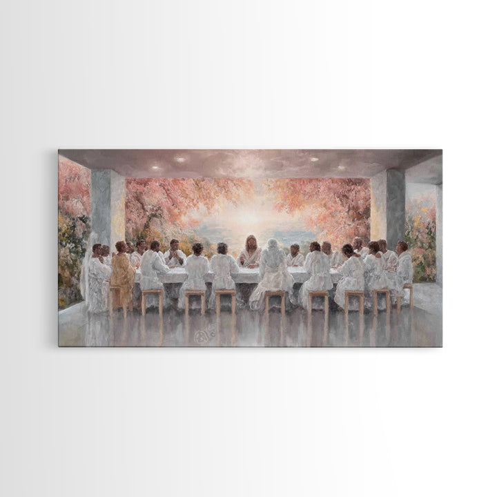 Celestial Supper Bloom – Framed Canvas Print – Christian Art Canvas – Jesus Painting – Christian Wall Art – Christmas Art – Christian Decor