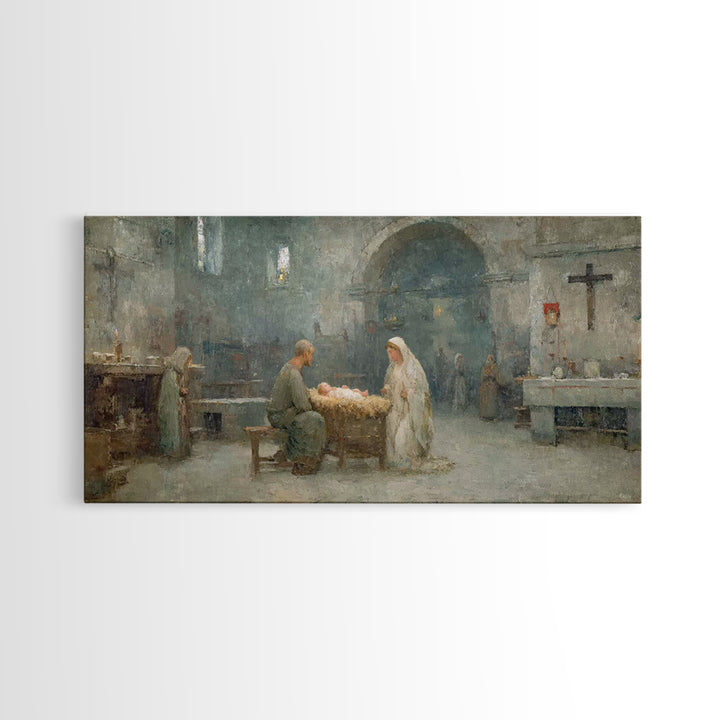 Holy Nativity Peace | Framed Canvas Print | Christian Christmas Art | Christian Art Canvas | Christian Wall Art | Birth Of Jesus Painting |