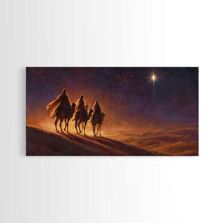 Desert Star Journey – Framed Canvas Print – Christian Wall Art – Christmas Art Prints – Christian Art Canvas – Christian Christmas Decor –
