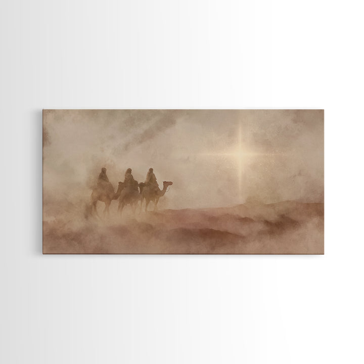 Guiding Star Mist – Framed Canvas Print – Christian Christmas Art – Modern Christian Art – Christian Wall Art – Jesus Painting – Christmas