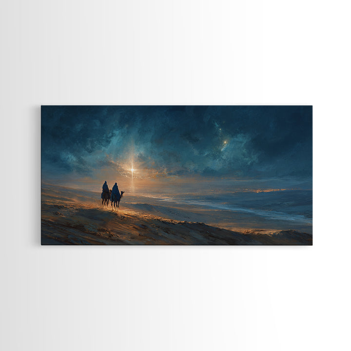 Road To The Star – Framed Canvas Print – Christian Wall Art – Christian Art Print – Christmas Art Work – Christian Christmas Decor – Jesus