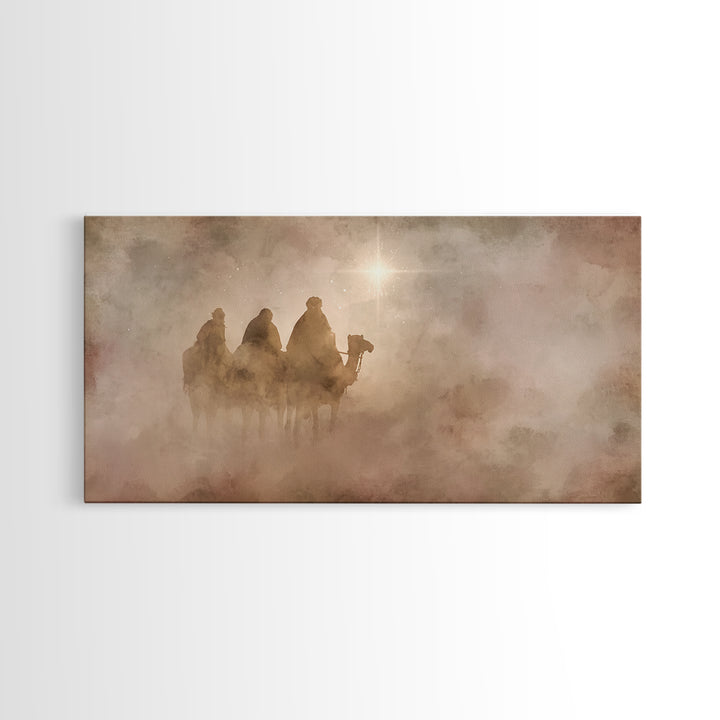 Three Kings Dawn – Framed Canvas Print – Christian Art Canvas – Christian Christmas Art – Christmas Wall Art – Modern Christian Art – Jesus
