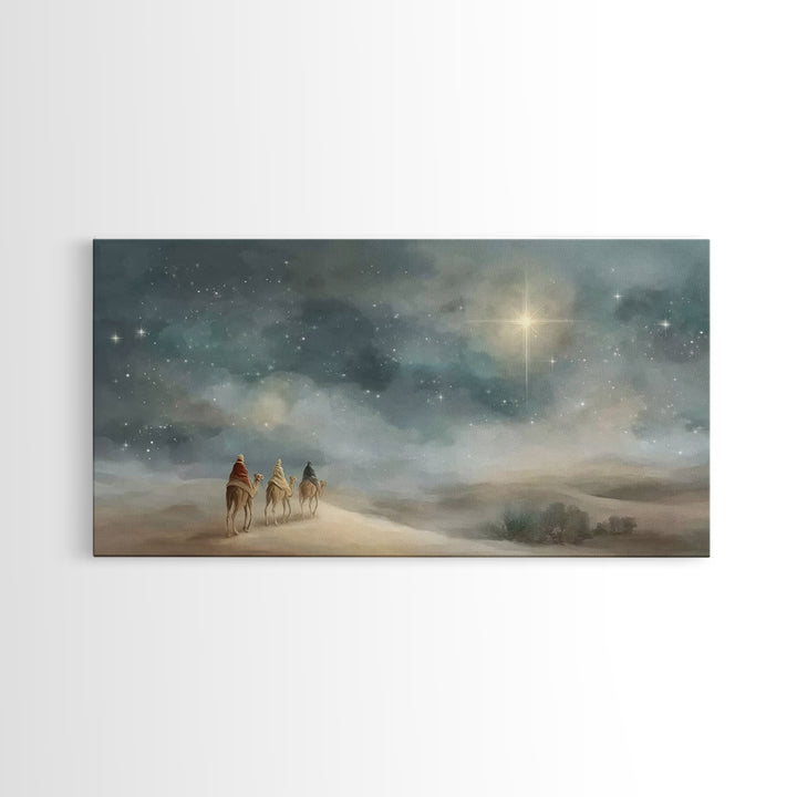 Star Of Promise, Framed Canvas Print, Christian Art Canvas, Christmas Wall Art, Christian Christmas Art, Modern Christian Painting, Christi