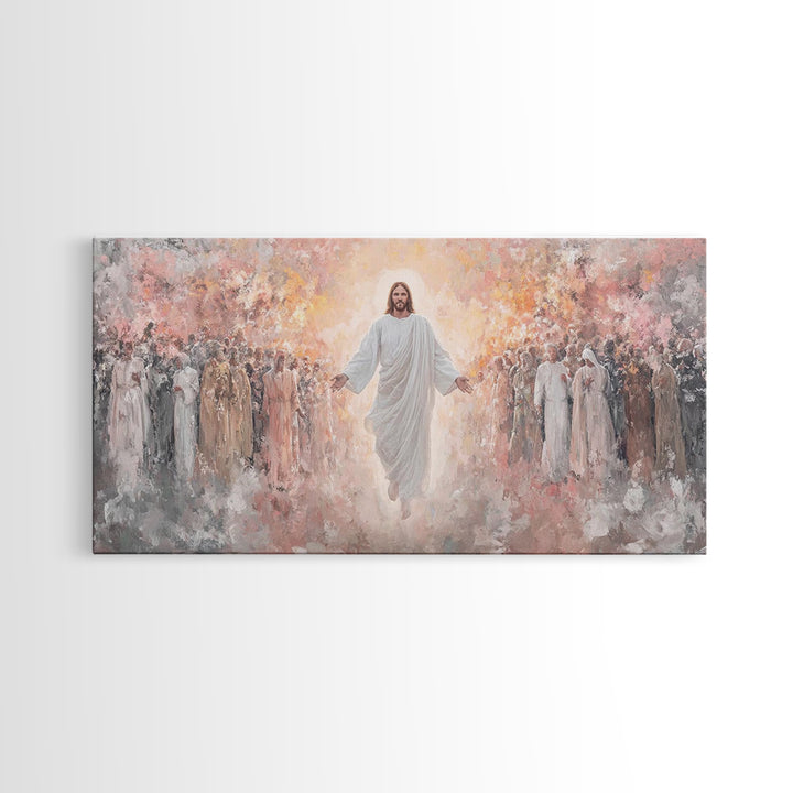 Angels Of Light, Framed Canvas Print, Christian Christmas Art, Christian Wall Art, Jesus Painting Canvas, Christian Art Gift, Christmas Art