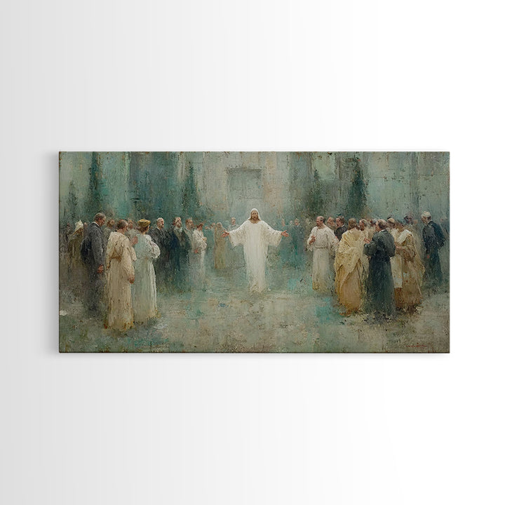 Sacred Dawn, Framed Canvas Print, Christian Wall Art, Minimalist Christian Art, Christian Art Canvas, Jesus Painting Canvas, Christian Chri