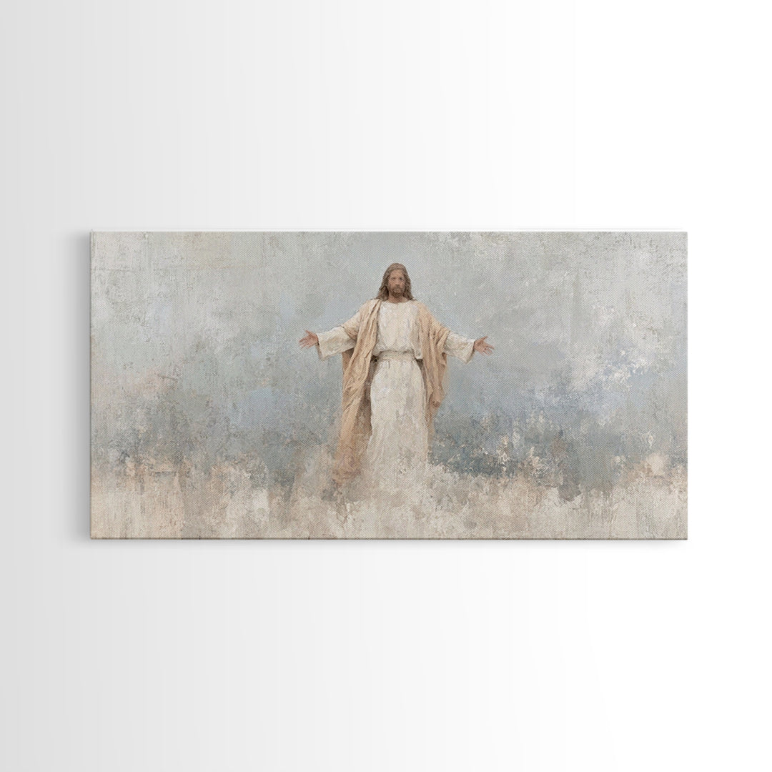 Heavenly Passage | Framed Canvas Print | Christian Art Canvas | Christian Wall Art | Jesus Art Print | Christian Gift | White Christmas Art