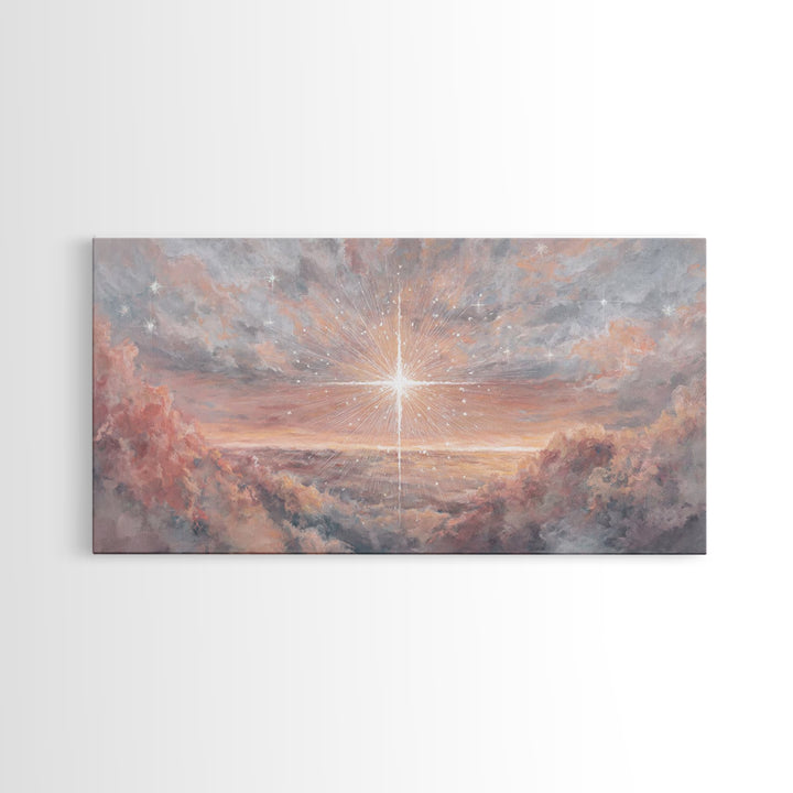 Divine Welcome, Framed Canvas Print, Christian Art Prints, Christian Wall Art, Jesus Painting, Large Christian Painting, Christian Christma