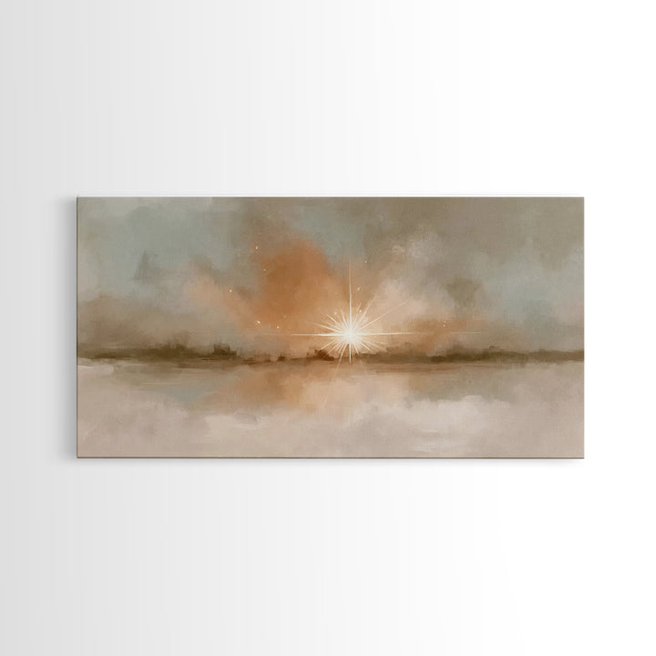 Dawn Star Light – Framed Canvas Print – Christian Wall Art – Christian Art Canvas – Christmas Art – Moody Christmas Art – Christian Decor
