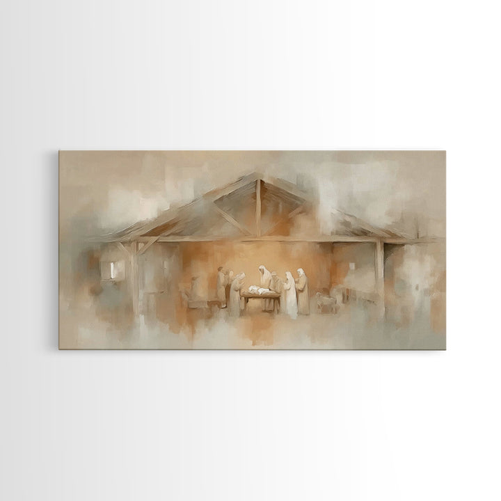 Humble Manger – Framed Canvas Print – Christian Art Canvas – Christian Christmas Art – Framed Christmas Art – Christian Wall Art – Christma