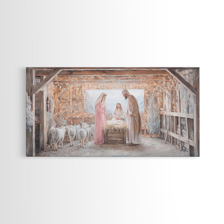 Holy Manger Wonder, Framed Canvas Print, Christian Art Canvas, Jesus Painting, Christmas Wall Art, Christian Christmas Art, Christian Decor