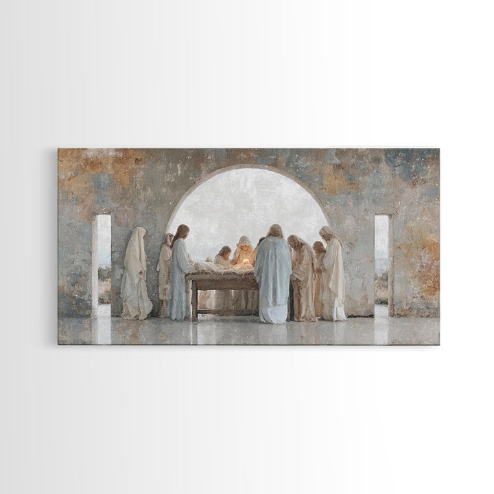Heavenly Host Dawn | Framed Canvas Print | Christian Art Canvas | Jesus Painting | Christmas Wall Art | Christian Christmas | Christian Dec