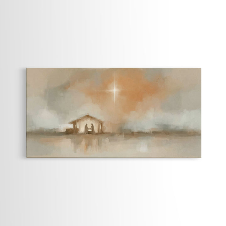 Holy Dawn Light | Framed Canvas Print | Christian Art Canvas | Christian Christmas Art | Modern Christian Art | Jesus Painting | Christmas
