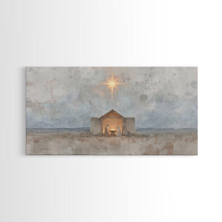 Bethlehem Peace, Framed Canvas Print, Christian Wall Art, Christian Art Canvas, Christmas Art Prints, Jesus Christmas Art, Vintage Christma