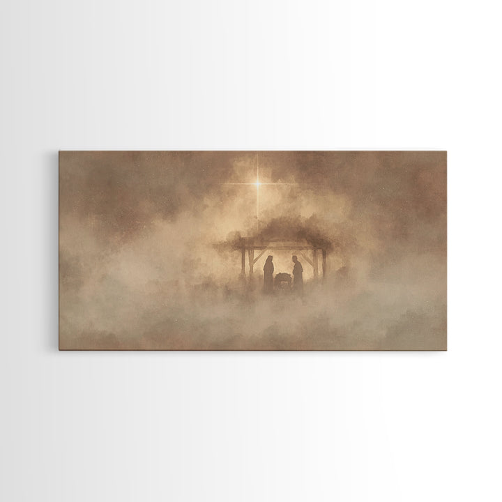 Heavenly Night Sky, Framed Canvas Print, Christian Art Print, Modern Christian Art, Christian Christmas Art, Christian Wall Art, Christmas