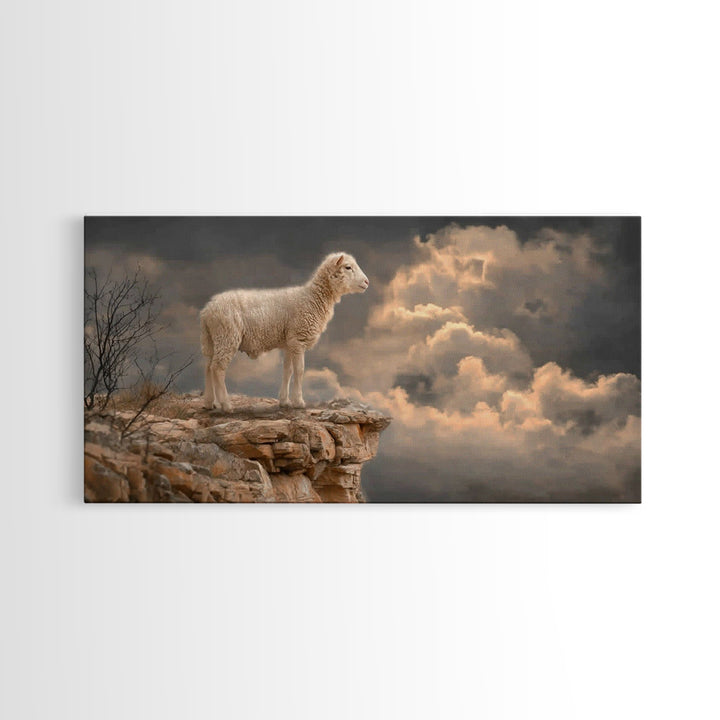The Lone Shepherd | Framed Canvas Print | Christian Art Painting | Christian Wall Art | Christian Art Print | Moody Christian Art | Pastora