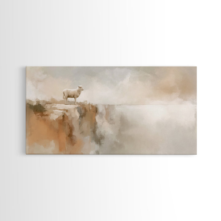 Quiet Cliff Light - Framed Canvas Print - Christian Art Canvas - Christian Christmas Art - Christian Wall Art - Modern Christian Art - Chri