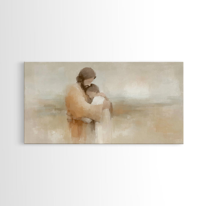 Graceful Embrace - Framed Canvas Print - Jesus Painting - Christian Wall Art - Christian Art Canvas - Christian Decor - Christian Christmas