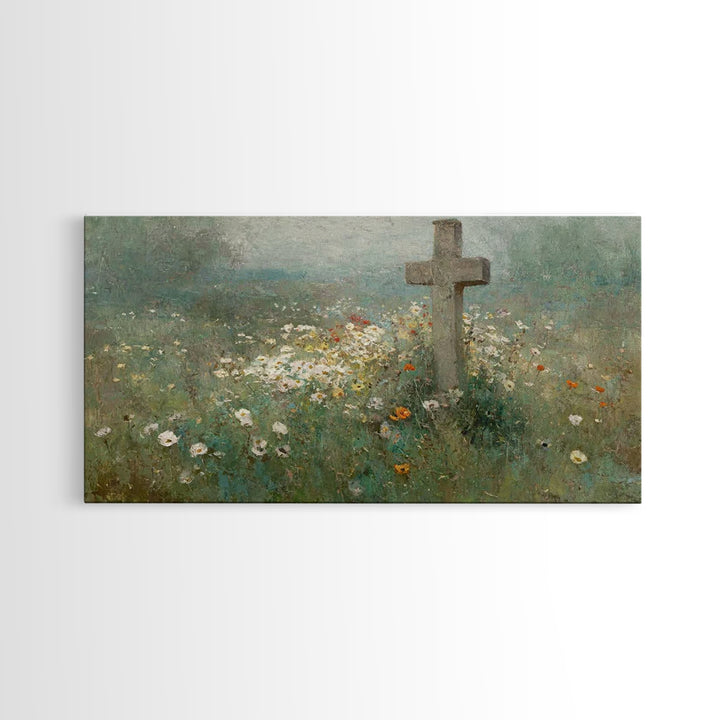Field Of Redemption – Framed Canvas Print – Christian Art Print – Large Christian Painting – Christian Decor – Christian Wall Art – Unique