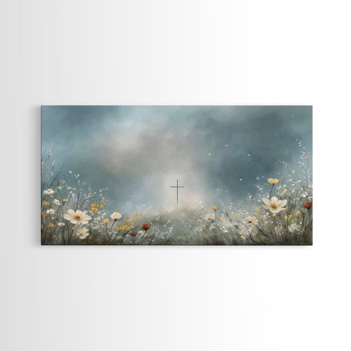 Heavenly Meadow – Framed Canvas Print – Christian Art – Jesus Painting – Christian Art Canvas – Subtle Christian Art – Christian Wall Art