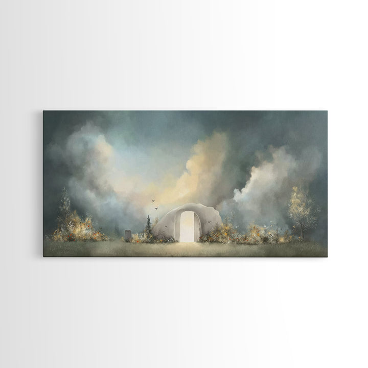 Empty Tomb Glory – Framed Canvas Print – Christian Art Canvas – Christian Wall Art – Christian Painting – Moody Christian Art – Christian D