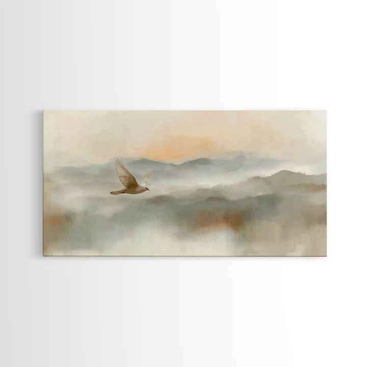 Soft Flight Grace – Framed Canvas Print – Subtle Christian Art – Christian Art Gift – Christian Art Print – Minimalist Christian Art