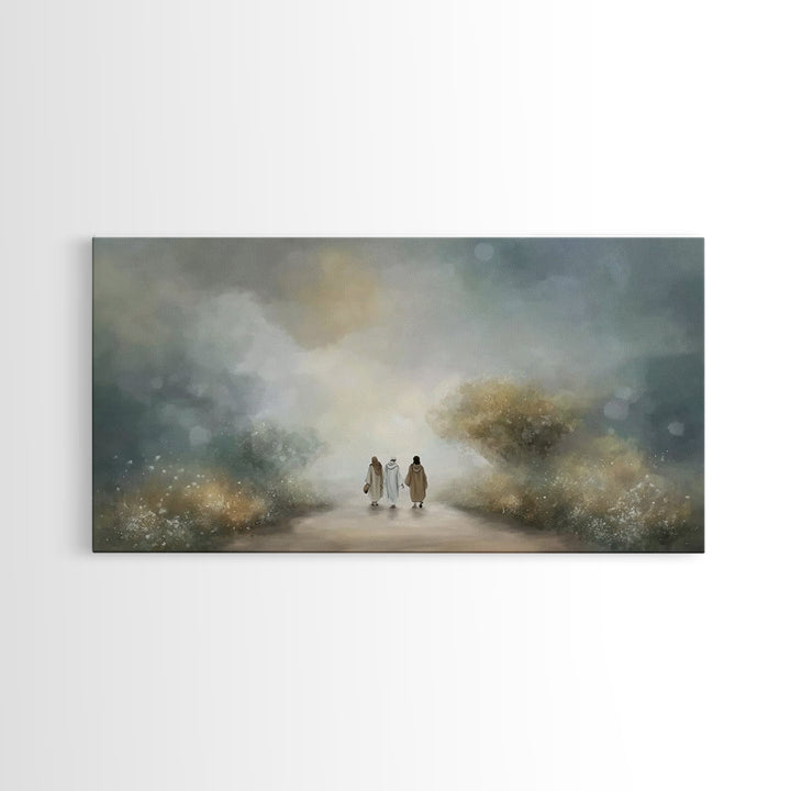 Emmaus Path Glow, Framed Canvas Print, Christian Art Canvas, Jesus Painting, Christian Wall Art, Christian Decor, Christian Gift