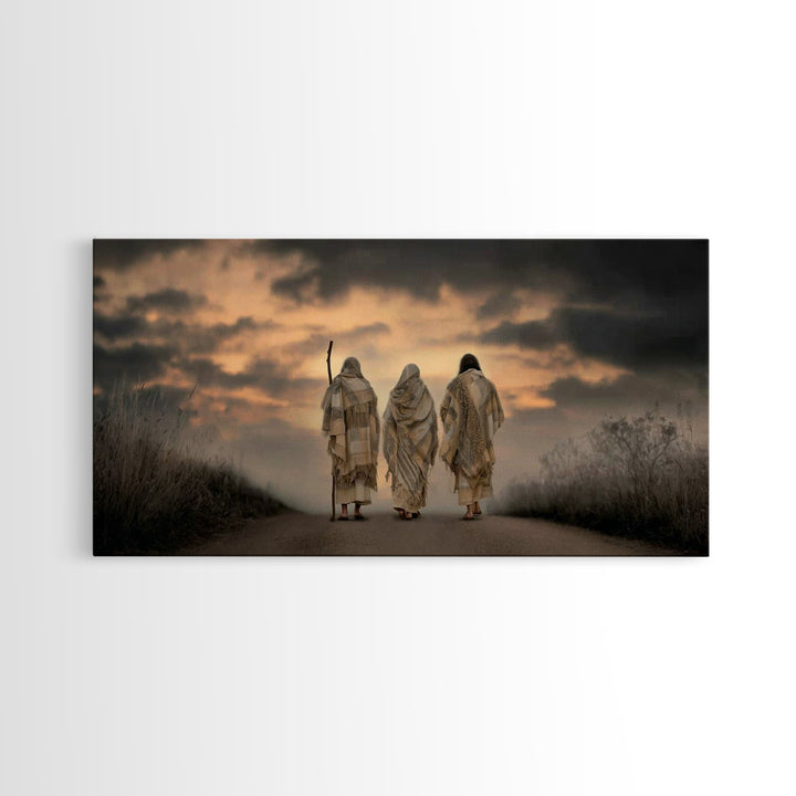 Evening Disciples Journey – Framed Canvas Print – Christian Painting – Jesus Canvas Art – Christian Wall Art – Christian Decor