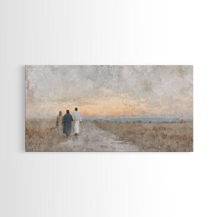 Soft Horizon Walk, Framed Canvas Print, Christian Wall Art, Christian Art Print, Jesus Painting, Christian Canvas Art, Christian Gift