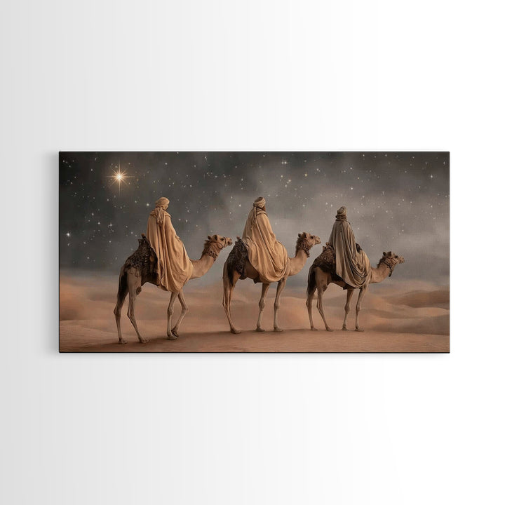 Night of Kings, Framed Canvas Print, Christian Christmas Art, Christian Wall Art, Christmas Canvas Wall Art, Moody Christmas Art, Christian
