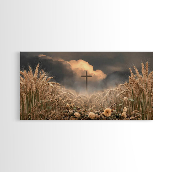 Harvest Cross – Framed Canvas Print – Christian Wall Art – Christian Art Prints – Christian Art Canvas – Christian Decor – Christian Painti